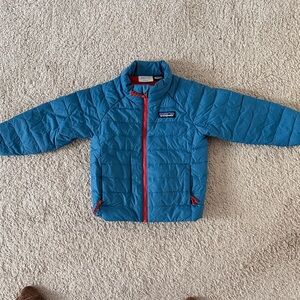 Patagonia Teal Quilted Jacket with Red Trim - Perfect Condition - Size 2T